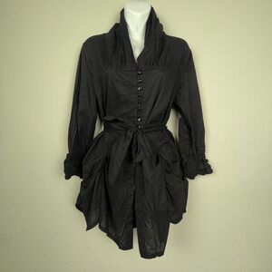 NWOT Pyramid Collection Top L Gothic Witchy Whimsigoth Belted Milkmaid‎ Cotton